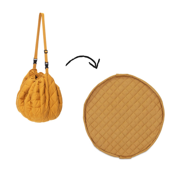 Organic Soft Baby Play Mat and Storage Bag  – Mustard Chai Tea