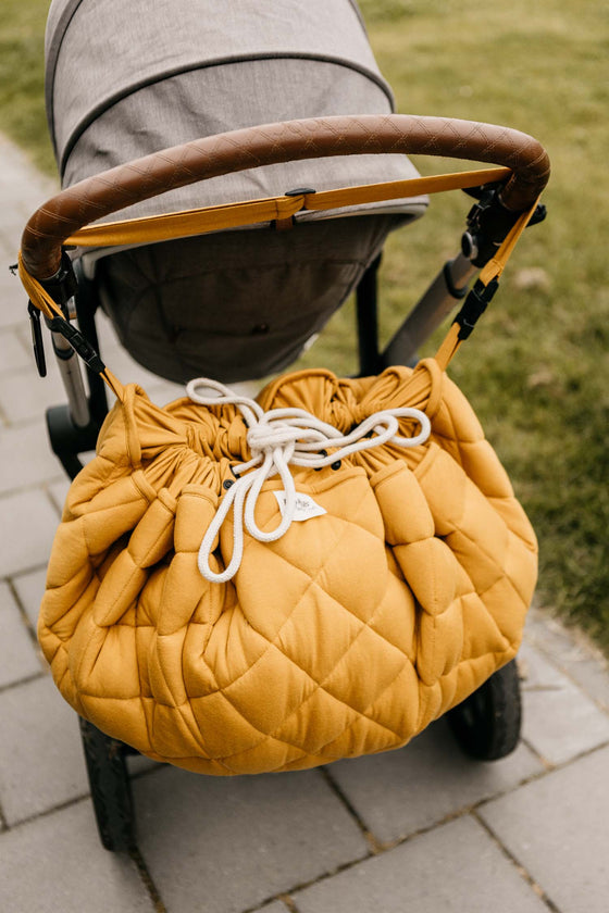 Organic Soft Baby Play Mat and Storage Bag  – Mustard Chai Tea