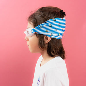 Blue Junior Swimming Goggles – Ultra-Soft Band with Striped Boats