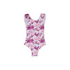 One Piece Pleated Swimwear for Girls with Open Back Design