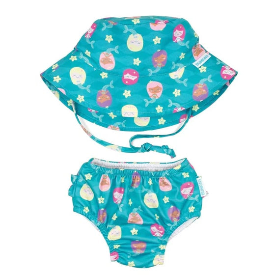 Reusable Baby Swim Diaper & Sun Hat Set - Mermaid