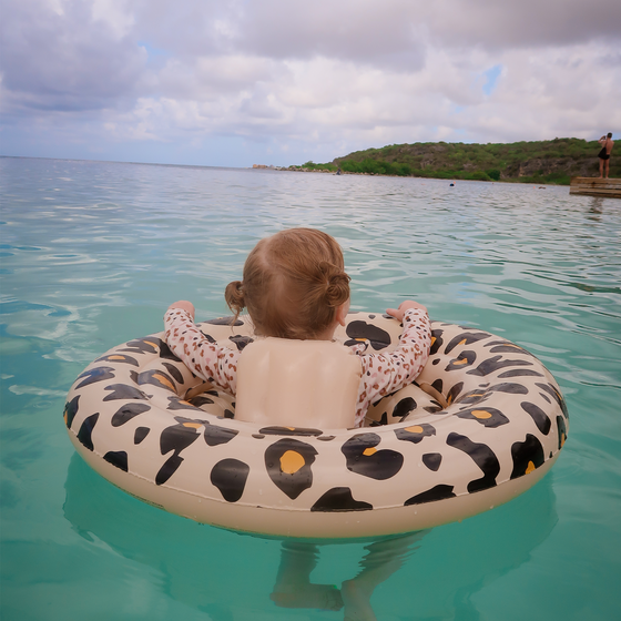 Beige Leopard printed Baby Swimseat -0-1 year