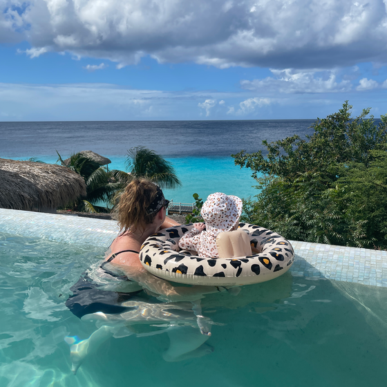 Beige Leopard printed Baby Swimseat -0-1 year