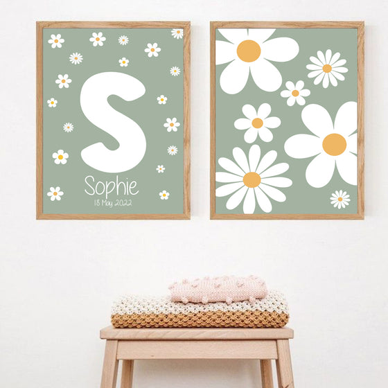 Personalized Name  Wall Art  Framed -  Set of 2