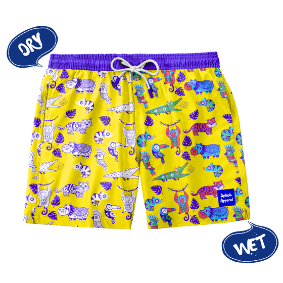 Kids Colour Changing Swim Shorts - Jungle