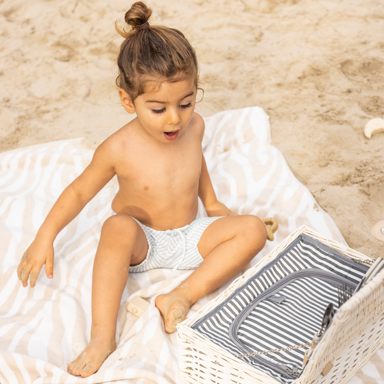 Light blue striped swim shorts by Swim Essentials