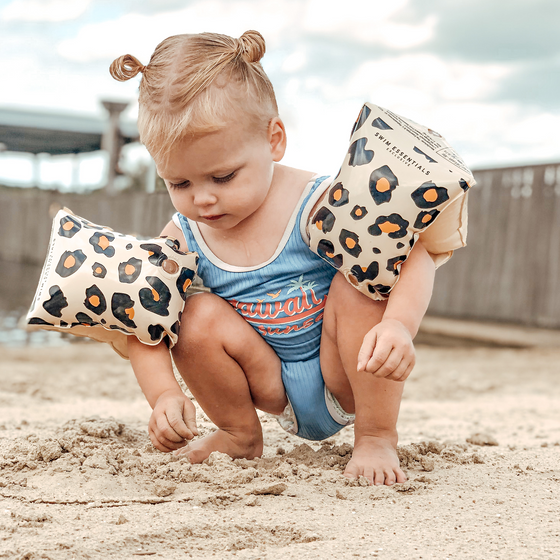 Beige Leopard Inflatable Armbands - 0-2 years