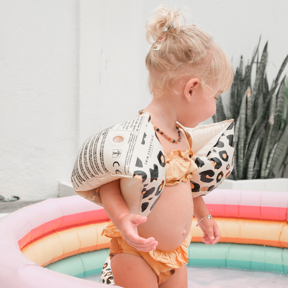 Beige Leopard Inflatable Armbands - 0-2 years