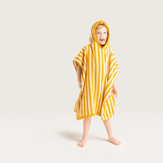 Yellow Striped Print  Poncho  Towel - 65 x 65 cm