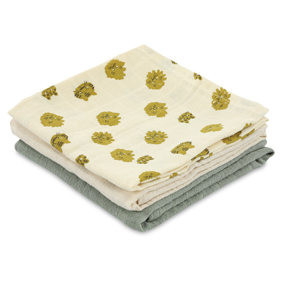 Muslin cloths 3-pack mix | 55x55cm - Lucky Leopard - My Little Thieves