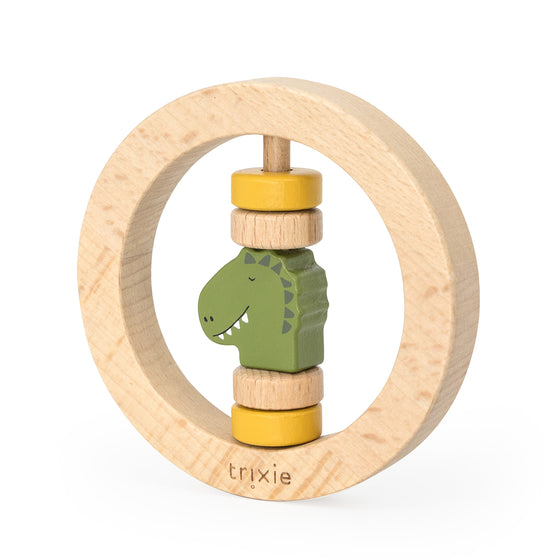 Wooden round rattle - Mr. Dino