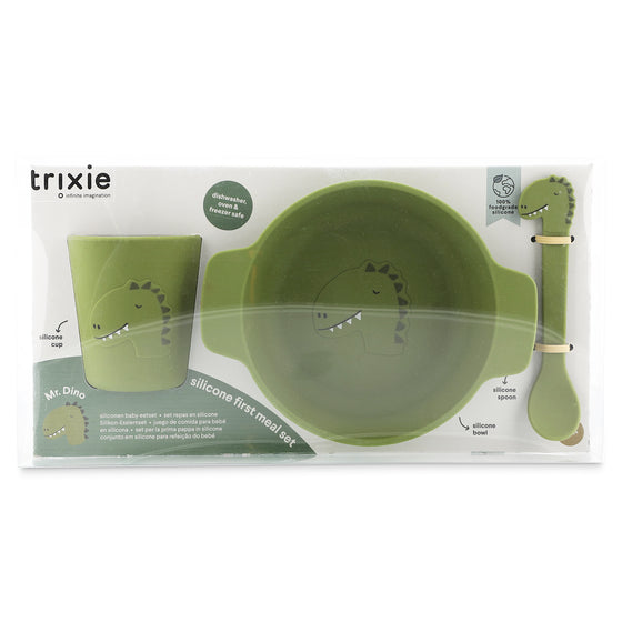 Silicone First Meal Set (bowl, spoon & cup) - Mr. Dino