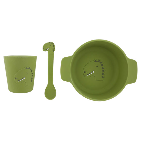 Silicone First Meal Set (bowl, spoon & cup) - Mr. Dino