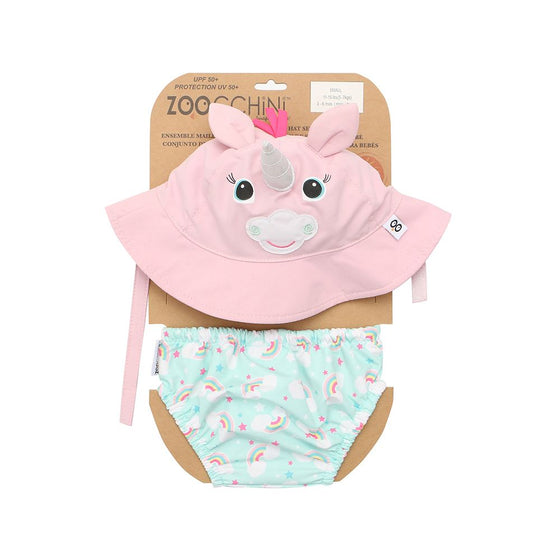 Baby Swim Diaper & Sun Hat Set - Unicorn - My Little Thieves