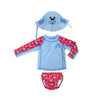 3 Pc Swim Set - Rashguard Top, Swim Diaper & Sunhat - Seal - My Little Thieves