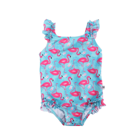 Baby Ruffled Swimsuit & Sunhat Set - Flamingo - My Little Thieves