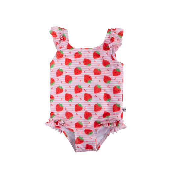 Baby Ruffled Swimsuit & Sunhat Set - Strawberry - My Little Thieves