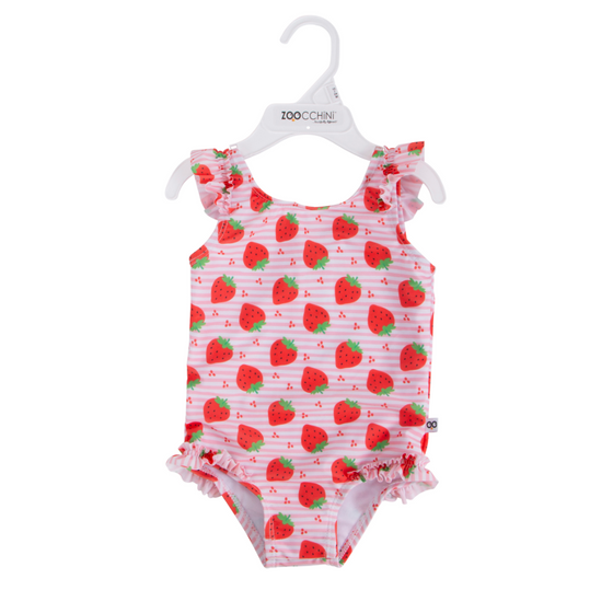 Baby Ruffled Swimsuit & Sunhat Set - Strawberry - My Little Thieves