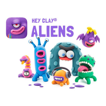 Aliens Set - Colorful Modeling Kids - Air Dry Clay Kit 15 cans and Sculpting Tools with Fun Interactive Instructions App - My Little Thieves