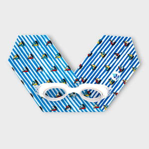Blue Junior Swimming Goggles – Ultra-Soft Band with Striped Boats