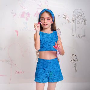 Daisies Lace Top & Shorts Set – Blue - My Little Thieves