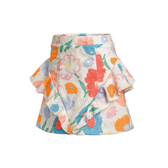 Embroidered Multicolored Flower Top & Skirt Jean Embroidery Set - My Little Thieves