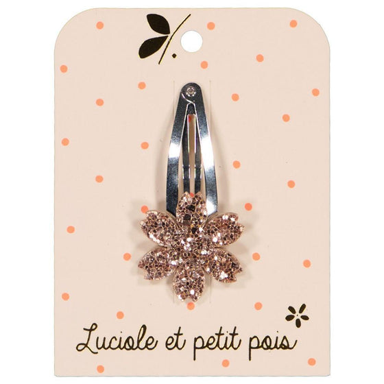 Flower Hair Clip - Pink Glitter - My Little Thieves