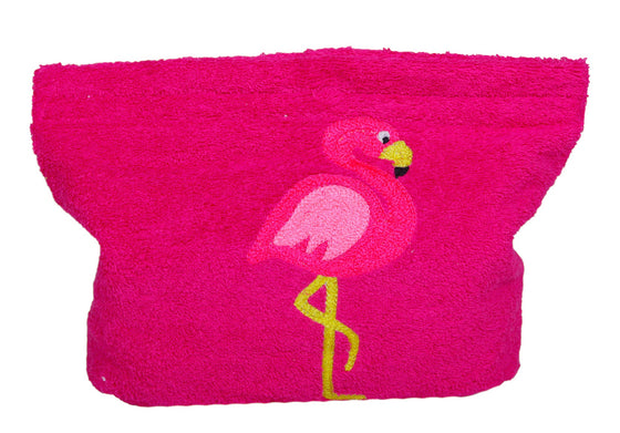 FUSHIA FLAMINGO Beach Towel Pouch