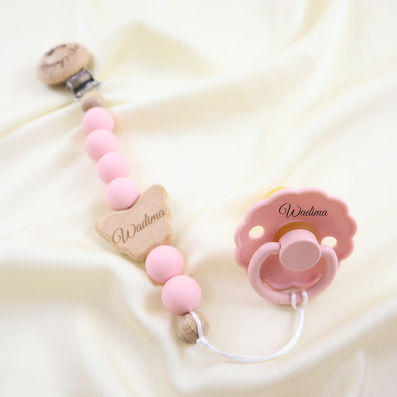 Personalized Butterfly Pacifier Clip +  Pacifier Pink