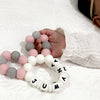 Personalized Bunny Ears Silicone Teether Pink