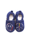 Non-Slip Moccasins -  Denim Happy Peace