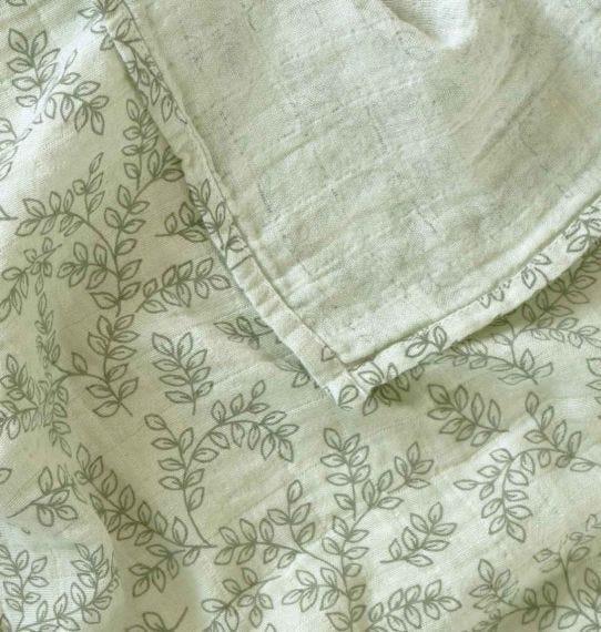 Muslin Cloth 2 Pack - Leaves Sage - My Little Thieves