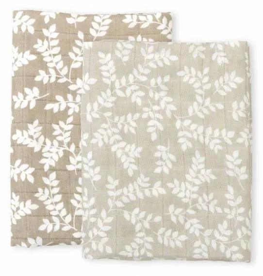 Muslin Cloth Set of 2 Leaves - Taupe - My Little Thieves