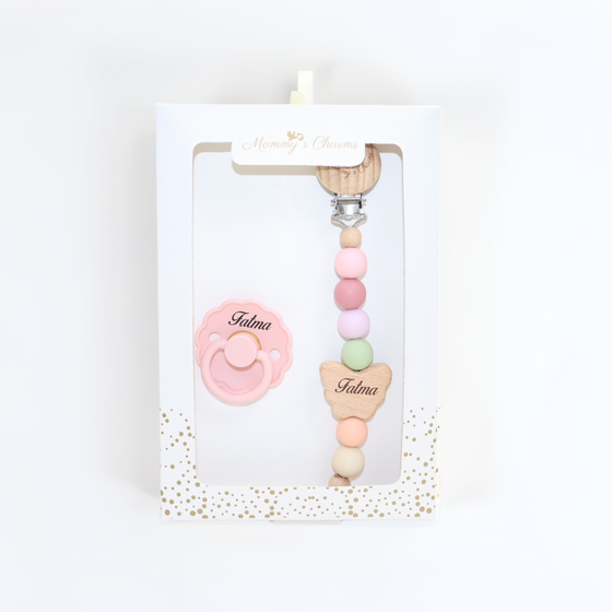 Personalized Butterfly Pacifier Clip +  Pacifier PASTEL