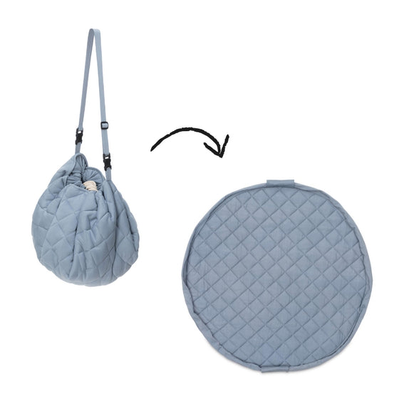 Organic Soft Baby Play Mat and Storage Bag – Dusty Blue