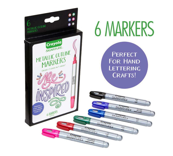 Signature Metallic Outline Paint Markers, 6 Count - My Little Thieves