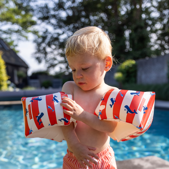 Red-White Whale Inflatable Armbands - 0-2 years