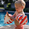 Red-White Whale Inflatable Armbands - 0-2 years