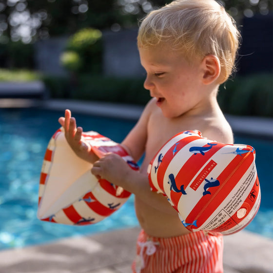 Red-White Whale Inflatable Armbands- 2-6 years