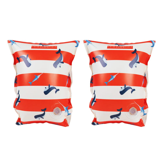 Red-White Whale Inflatable Armbands- 2-6 years