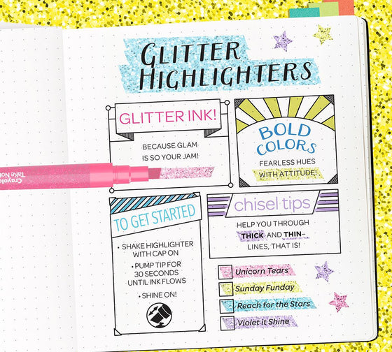 Take Note Glitter Highlighters, 4 Count - My Little Thieves