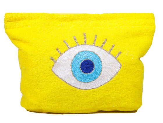 Oriental Eye beach pouch Towel Yellow