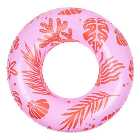 Pink-Red Ocean Printed Swimring 90 cm - By Swim Essentials