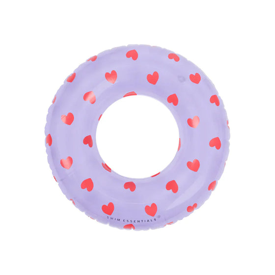 Lila Heart Printed Transparent Swimring 55 cm - By Swim Essentials