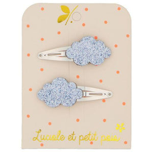 Cloud Hair Clips - Blue Glitter (Pair) - My Little Thieves